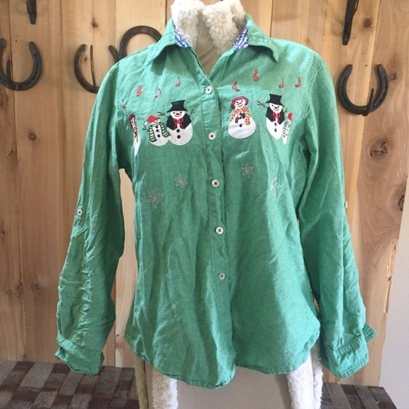 Christmas Long Sleeve Snowman Shirt Santa - Picture 6 of 7